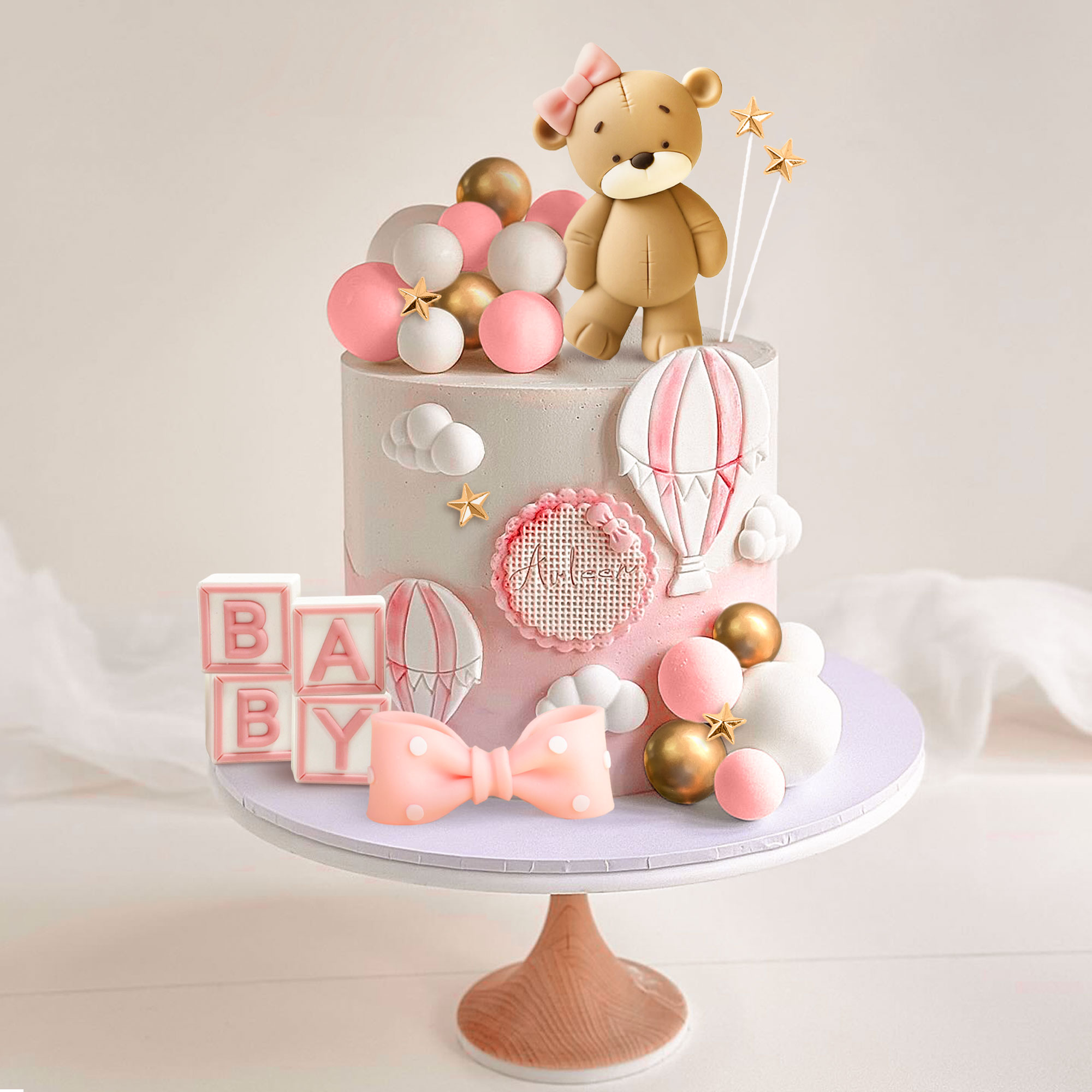 Resin Art Alphabet - LaVenty ours rose décoration de gâteau