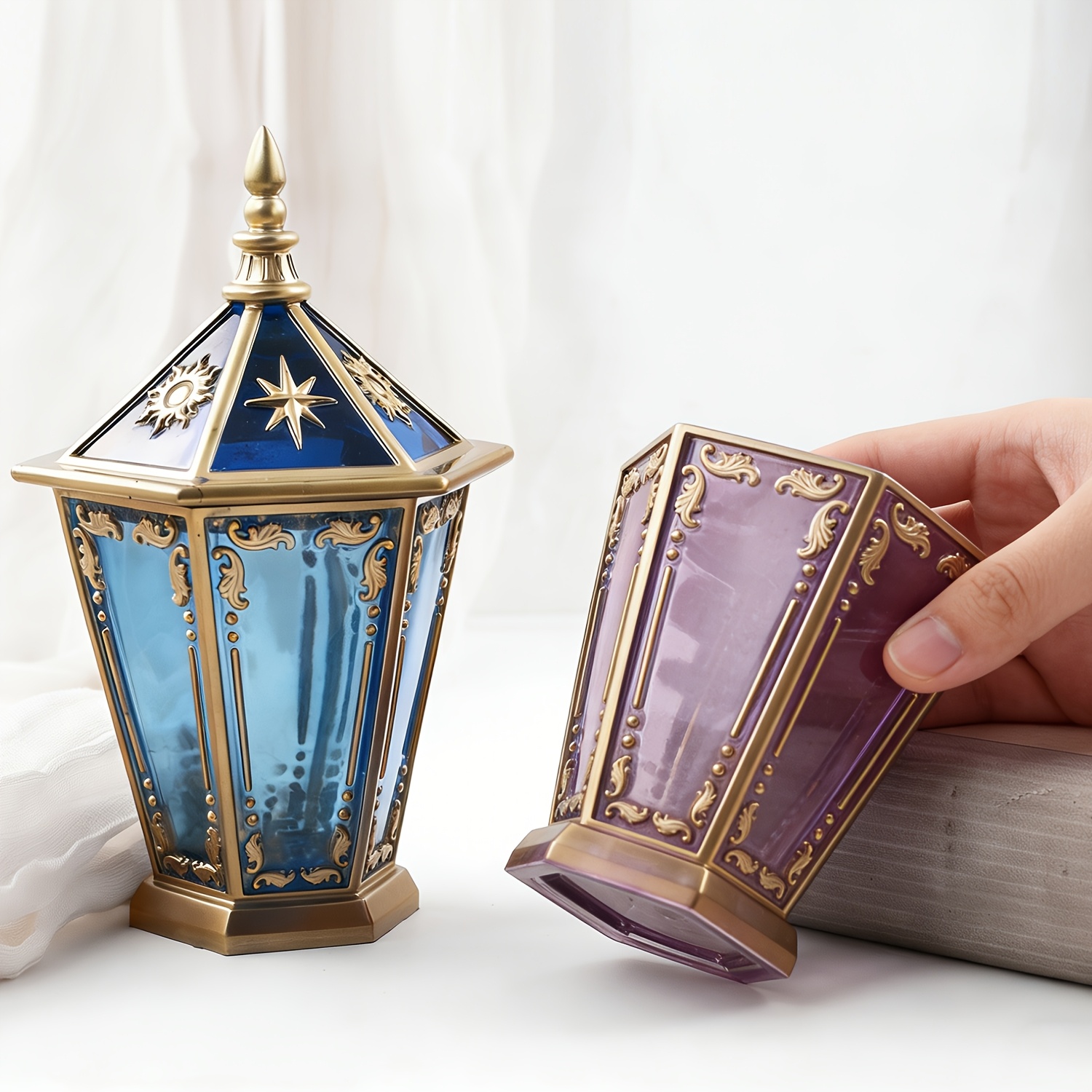 Resin Art Case - Bouteille hexagonale étoile et lune, avec