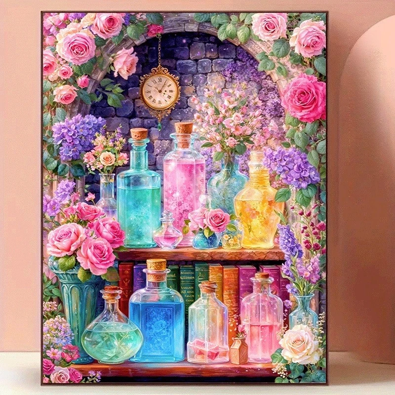 Resin Art Work - Peinture au diamant, thème fleurs/gâteaux/beauté colorés,