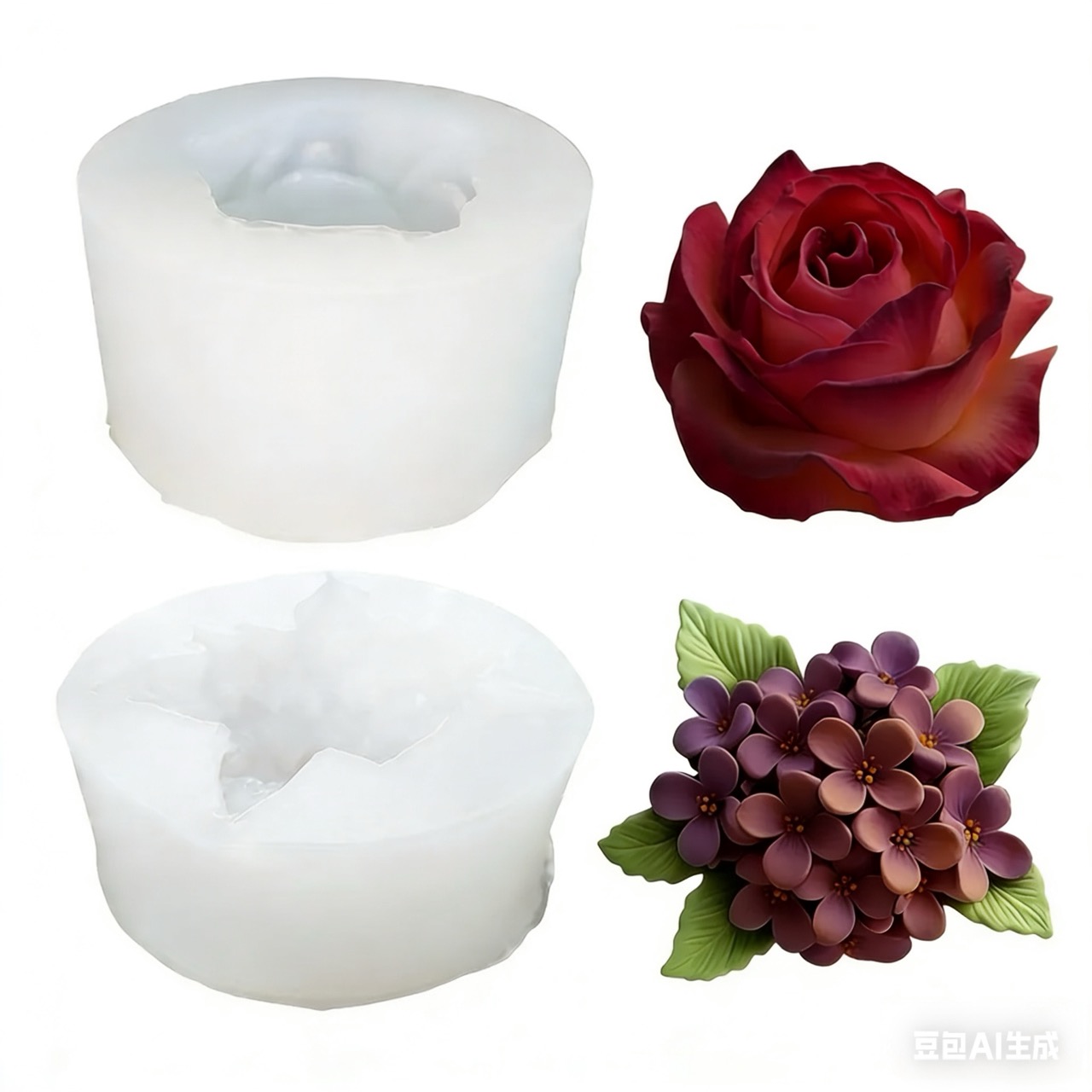 Resin Art Rose - Moules en silicone 3D en deux