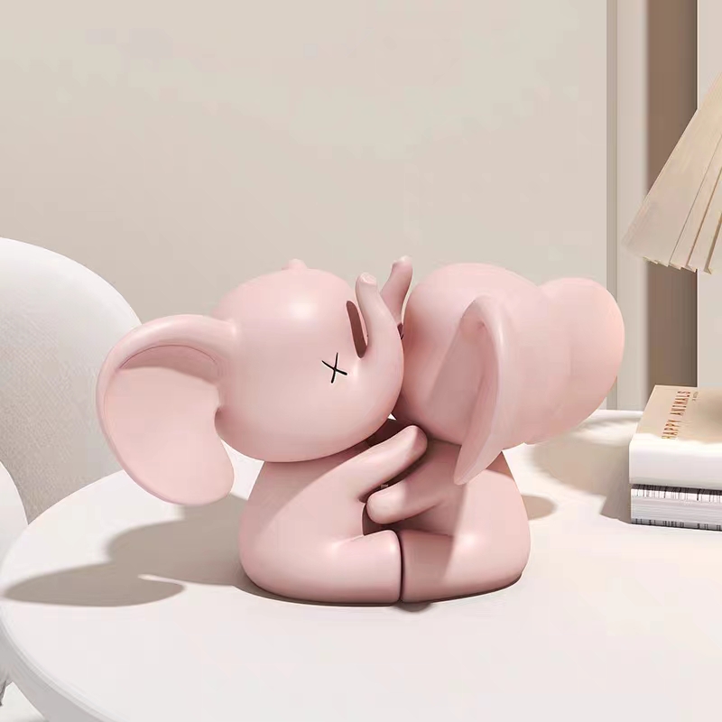 Resin Art Wedding Gift - Ornements d'éléphants enlacés, sculptures de paires